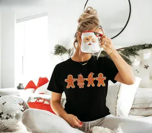 Oversized Christmas T-Shirt, Vintage Casual Gingerbread Man Graphic Tee, Retro Cute Holiday Shirt for Women, Aesthetic Cozy Top, Trendy Festive Apparel, Unique Gift for Her