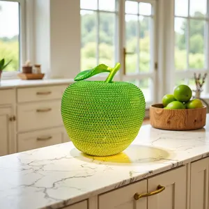 Luxury Gradient Green Beaded Apple Decor | Elegant Crystal-Like Fruit Sculpture for Aesthetic Room Decor & Gifting