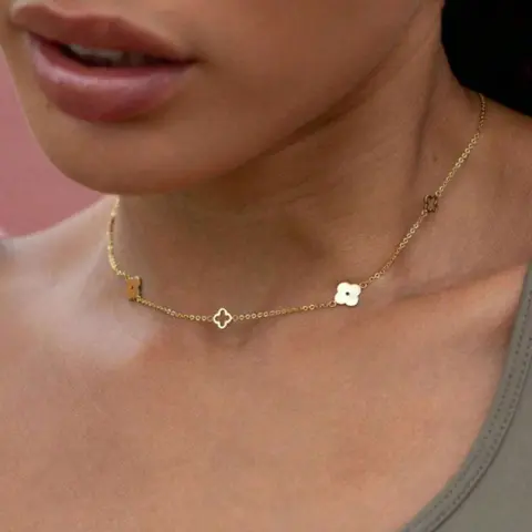 Women's Stainless Steel Clover Pendant Necklace, Exquisite Chain Jewelry, Casual Jewelry for Women, Gift Idea, Jewelry Gifts