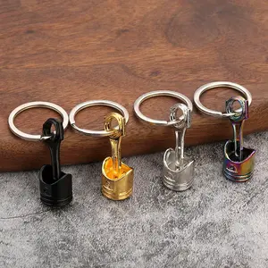 Creative Car Modification Engine Piston Keychain Metal Keyrings Pendant