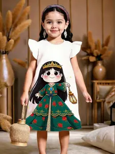 Girls' Casual Fashion Comfortable Ramadan Limited Edition Gentle Dark Rose Princess Dress, Stylish and Comfy Kids Clothing, Princess Seraphina Dress