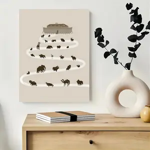 Framed 1pc Wooden Framed Noah'S Ark Canvas    High quality Wall Art Prints Poster Direct hanging Wall Picture Decor for Home Gifts, valentinc'S day, Spring Festival, room decor, living room, bathroom, bedroom