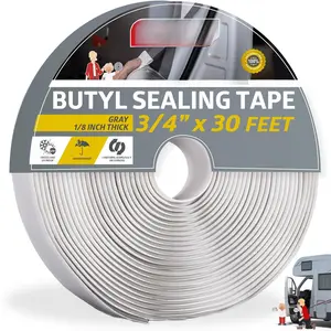 Butyl Sealing Tape, Gray, 1/8-In x 3/4-In x 30-Foot, Plumbers Putty, RV Sealant, Rubber for Boat Sealing, EDPM
