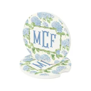 Blue Hydrangea Car Coasters: Personalized Sandstone Auto Accessories
