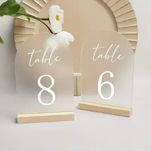 Acrylic Display Stand Set, Spring Season Table Card Holder, Smooth Arch Shaped Desk Number Plate, Wedding Party Seat Markers with Base, Acrylic Desktop Decoration, Home Office Decor