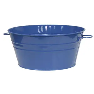 HOUSTON INTERNATIONAL TRADING  Houston International Galvanized Steel Harvest Tub - Planter - Beverage Tub with handles 19'D x 8'H
