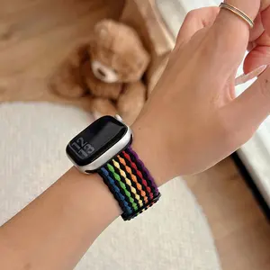 Fashion Rainbow Color Handwoven Watch Band, Smart Watch Accessories, Adjustable Unisex Strap for Apple Watch S10/9/8/7/6/5/4/3, Fits 49mm/46mm/44mm/42mm/40mm/38mm