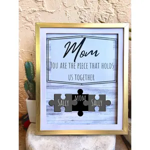 Mom Puzzle sign, Personalized Mother's Day Sign, Custom Mother's Day Decor, Mother's Day Gifts, You hold Us Together