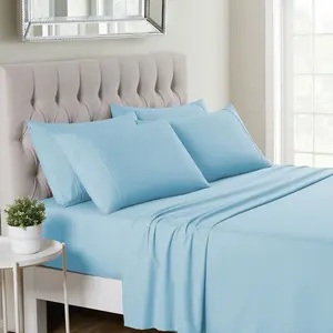 6 Piece Sheet Set, Deluxe Ultra Soft 1500 Series, Double Brushed Microfiber by Sweet Home Collection®- Queen, Aqua