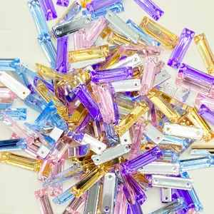 Resin Flat Bottom Hand Sewn Beads, Pack of 100 Long Strands, DIY Clothing Accessories, Shoe Bag Decorations, Dual-Hole Design