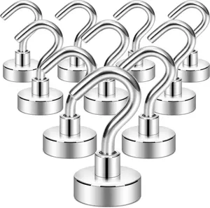 Magnetic Hooks, Heavy Duty 30lb+ Strong Magnet Hook for Cruise Cabins, Cruise Ship Essentials for Hanging, Metal Wall Refrigerator Hangers (Silver White, 10 Pack)