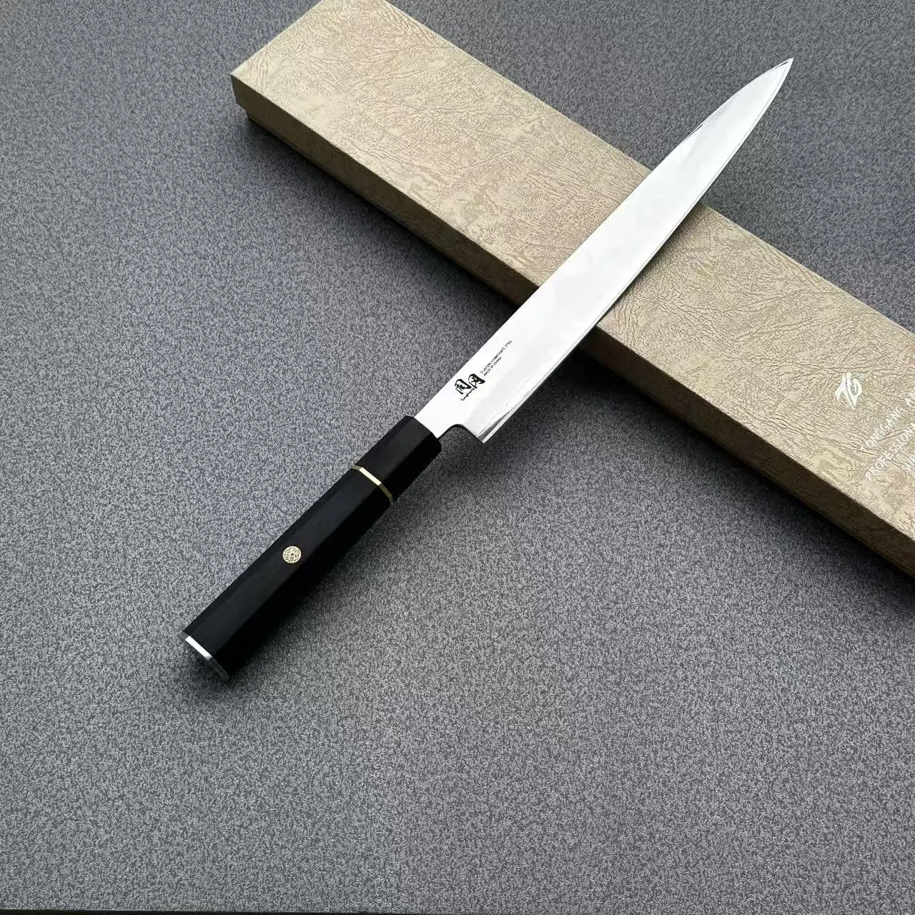 TONG GANG 10.5" Japanese Yanagiba Sushi Stainless Steel Knife - 10Cr15CoMoV Blade, Ebony Handle, Professional Kitchen Chefs' Precision Tool for Sushi Enthusiasts, Durable Kitchenware Knives, Sushi Yanagiba Knives