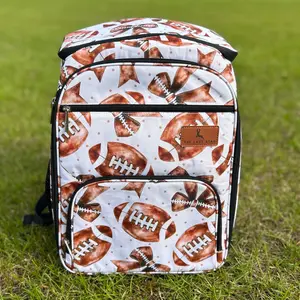 Footballs & Bows Backpack Cooler