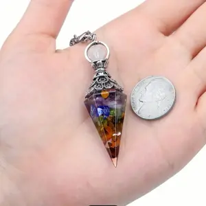1pc Pendulum, 6 Faceted Hexagonal Pointed Cone Resin Pendant for Divination - Spiritual Tool for Dowsing and Energy Healing