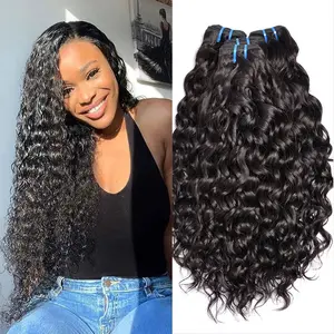 Lemobeauty hair Water Wave Hair Bundles Brazilian Water Wave Bundles 100% Real Human Hair Bundles 3Pcs/Lot Remy Hair Water Wave Hair For Black Women Natural Color 1B