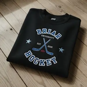Briar University Hockey Embroidered Sweatshirt and Hoodie: Off Campus Series Shirt, Graham 44 Crewneck, Romance Reader Gift