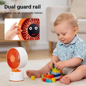 Compact Desktop Emoji Loop Fan - Dual Airflow Desk Fan with Automatic Oscillation, 35dB Low Noise, 3600mAh Batteries, Up to 12H Runtime, LED Display, Polycarbonate Finger-Safe Dual-Layer Guard, Powered AI Smart Chip for Office, Bedroom, Summervibe