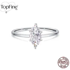 925 Pure Silvery 2.1-2.5g Shiny White Horse Eye Cut Synthetic Zirconia Female Engagement Ring Suitable for Banquets, Parties. Official Occasions, Anniversary Finger Jewelry Gift