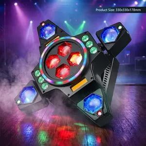 4 Small Whirlwinds 6in1 LED Stage Light - RGBW Laser Strobe DMX DJ Party Light for Disco, Bar, Wedding & Events