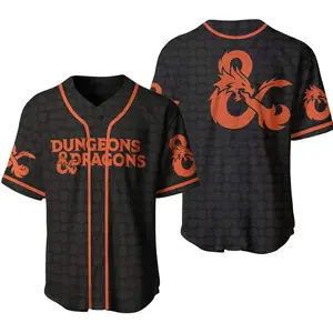 Neko Jerseys Club Dragon Quest Baseball Jersey Black Red Fantasy Shirt Cool Unisex Graphic Top All-Over Print 100% Polyester Warp Knitted Fabric