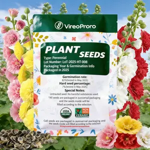 200+ Hollyhock Flower Seeds, Alcea Rosea Mixed Colors, Non-GMO Heirloom Seeds for Home Garden, Easy to Grow, Blooms All Year Round in Mild Climates, 30 Days Germination, Attracts Bees & Butterflies