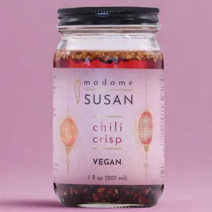 Madame Susan's Vegan Sichuan Chili Crisp - Spicy Savory Umami Oil for Dumplings Noodles Eggs & More - Viral Flavor Bomb 7oz - Spice - Garlic