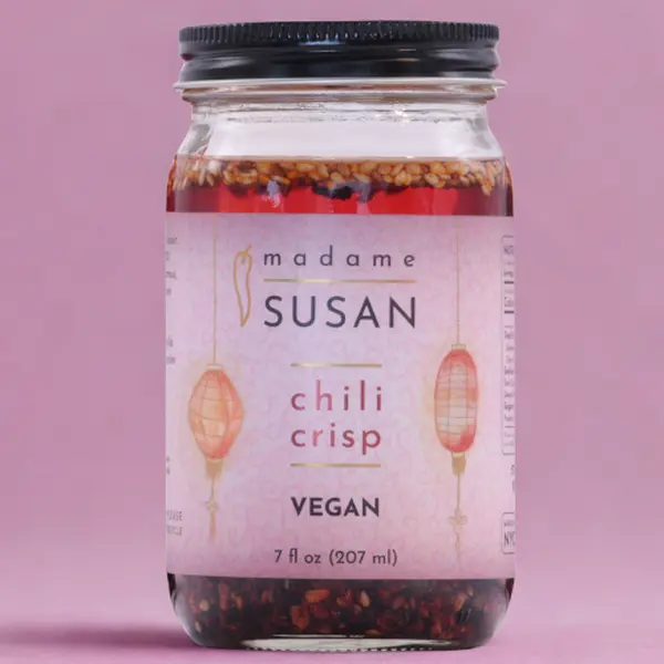 Madame Susan's Vegan Sichuan Chili Crisp - Spicy Savory Umami Oil for Dumplings Noodles Eggs & More - Viral Flavor Bomb 7oz - Spice - Garlic