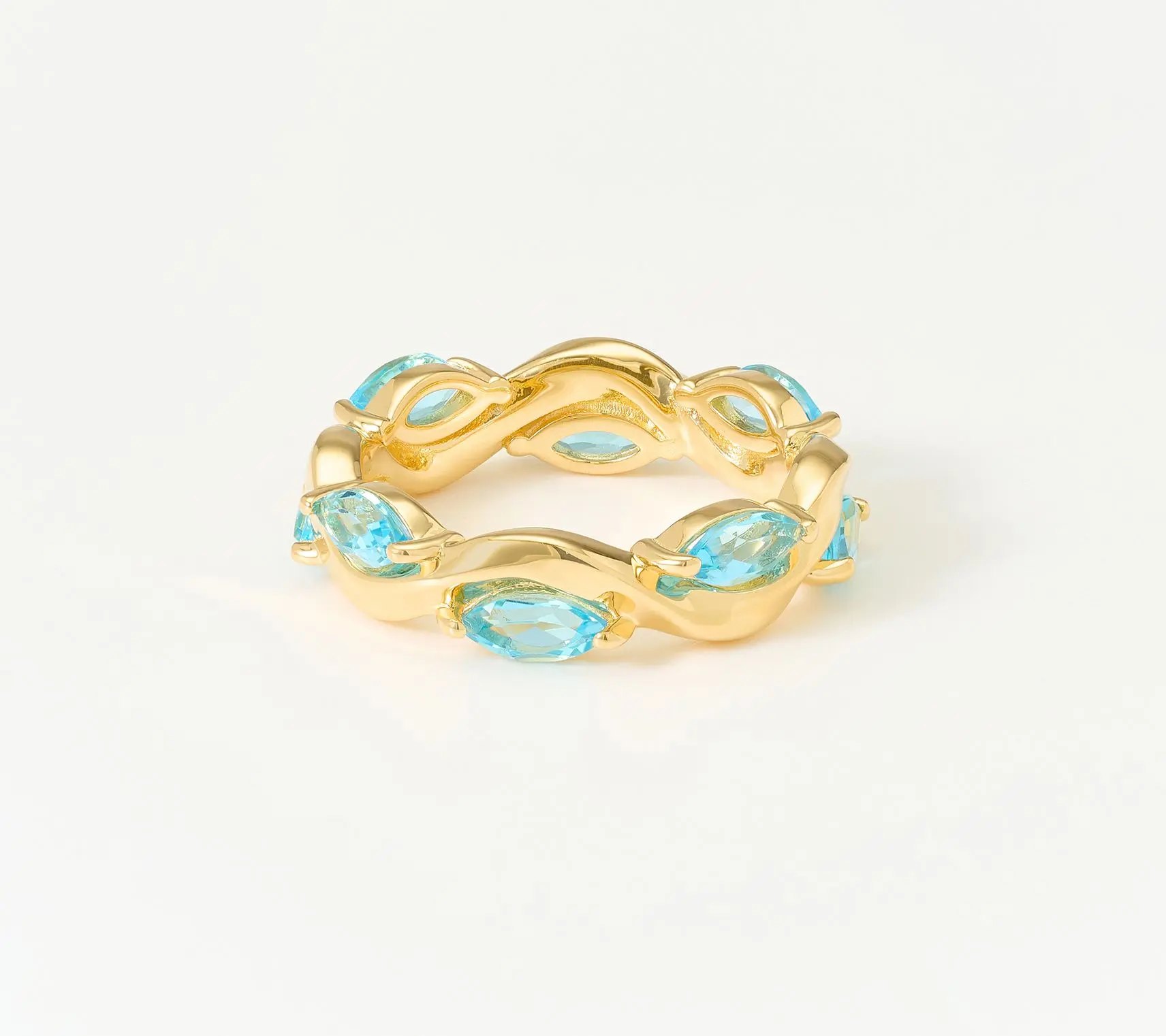 Christian James by Scott Grimes 14K Gold Plated Ripple Marquise Gemstone Ring