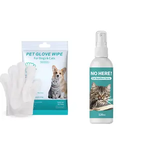 Pet Wipes & Natural Citrus Plant Formula Cat Repellent Spray Set, Daily Care Disposable Non-Wet Wipes, Safe Non-Toxic Pet Behavior Training Spray, for Dogs & Cats