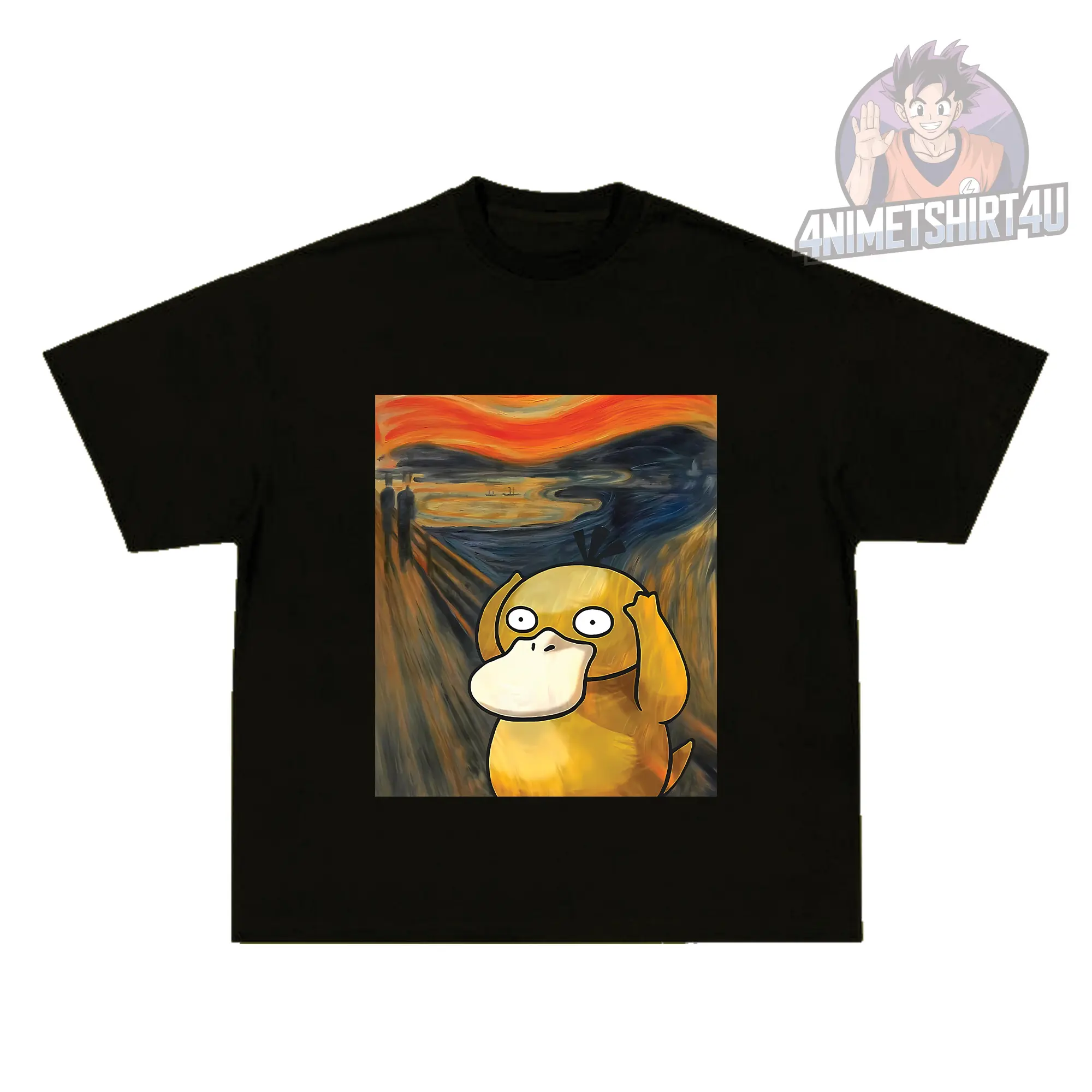 Screaming Psyduck Shirt, The Scream Art, T-Shirt For Unisex, Gift For Men, Gift For Women Anime Shirt Manga Shirt Pokemon Shirt Pokemon Clothes Cotton