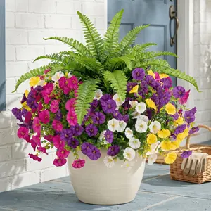 5 pieces - UV-resistant realistic Decorative fake green plants, not easy to fade - suitable for home decoration, front porch, windowsill, flower box, home garden, courtyard decoration, indoor and outdoor decoration - flower pot not included