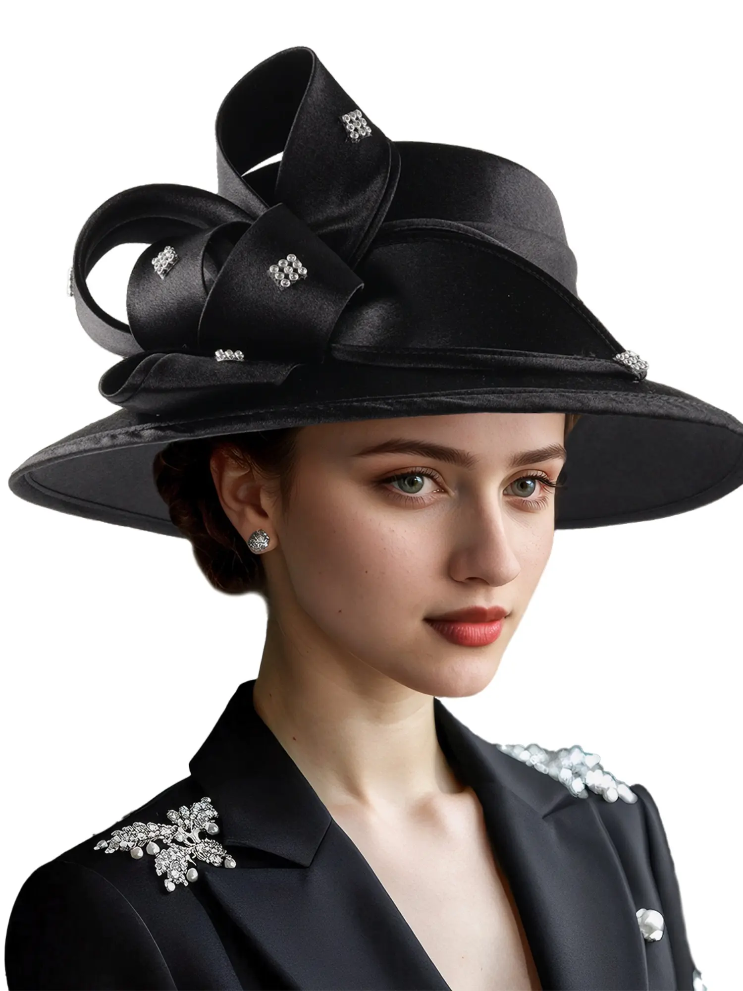 Women's Elegant Wide Brim Lace Hat, Adjustable Stylish Hat, Luxurious Style for Evening Parties, Tea Ceremonies, Church Events, Fashionable Accessory, Wide Brim Design, Luxurious Appeal, High Quality Hat