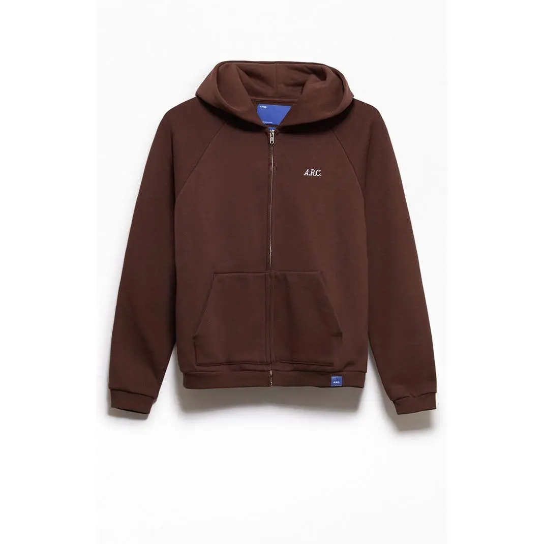 A.R.C. Men's Brown Heavyweight Standard Zip Hoodie