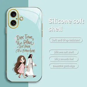 God Has a Plan Jesus Phone Case — Cute Spanish Christian Faith Gold-Edge Cover for iPhone 16 — 975
