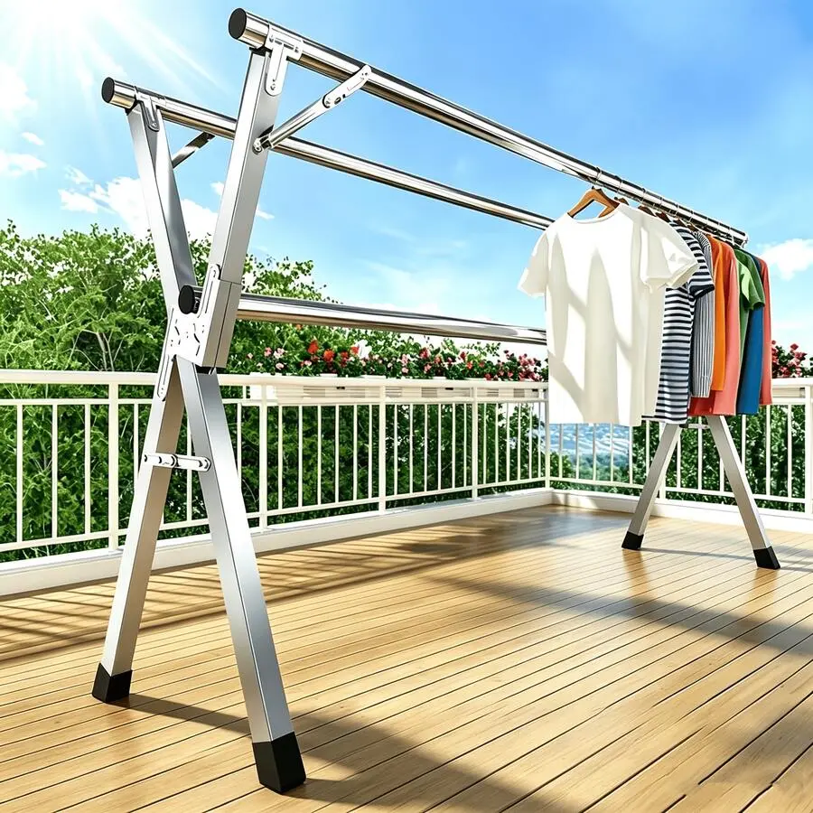 Azafterglow 79-Inch Clothes Drying Rack, Suitable For Indoor And Outdoor Folding Clothes Drying Racks, Sturdy And Durable Stainless Steel Laundry Rack, Foldable Portable Multi-Functional Coat Rack