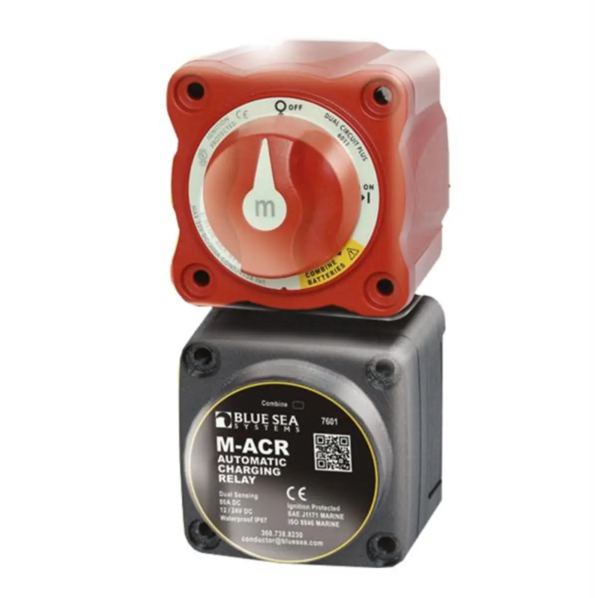 Blue Sea Systems 7649 Mini Add-A-Battery Kit - 7649003, Boxed Packaging, Compact Design, Dual Circuit, Battery Switch, M-ACR Automatic Charging Relay, Prevents Stranding, Simple Setup, DC 12/24V (Boating Water Sports Accessory)