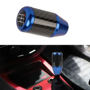 Brand New Universal 5 SPEED Blue Carbon Fiber Racing Gear Stick Shift Knob For MT Manual