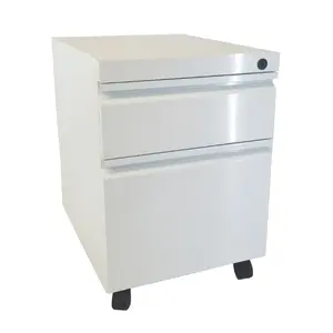 Chewy Storage Unit - Mobile Metal Pedestal with Locking Drawers for Office Items & Chairs - Black, Silver, White Options - 21H x 15.2W x 19D