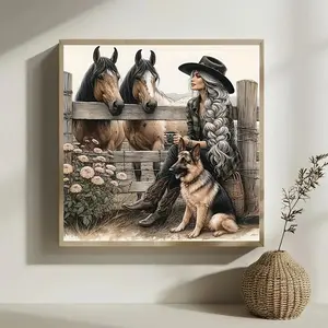 Farm Scene Pattern DIY Diamond Arts Colorful Painting Kit without Frame, DIY 5D Diamond Arts Colorful Painting Kit, Wall Art Decor for Home Living Room Bedroom