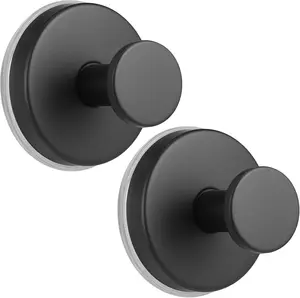 Large Heavy Duty Suction Cup Hooks (2 Pack), 15 Lbs Load Capacity, No Drill Shower Bathroom Hooks for Towels & Robes, Ideal for Tile, Glass, Mirror & Smooth Non-Porous Surfaces