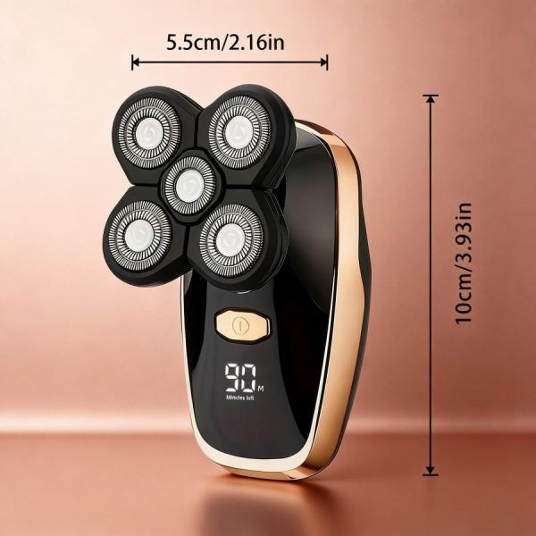 "5-Blade Electric Shaver for Men Women - LED Display Wet Dry Rechargeable Smart Mode Sensitive Skin Full-Body Grooming Tool "