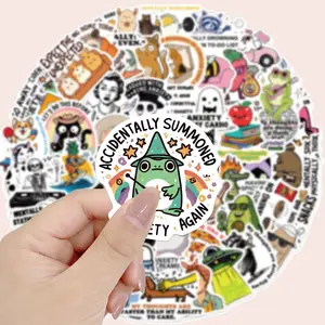 50PCS Doodle Humor Stickers Mental Breakdown Cartoon Vinyl Decals for Laptop Guitar Skateboard Journal