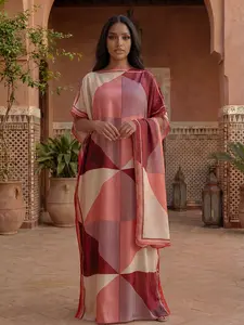 Women's Spring Summer Geometric Pattern Robe Set, Thin Loose Fit Shawl Scarf, Casual Beach Sun Protection Satin Silk Scarf, Swimwear Cover Up