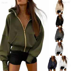 2025Women's Hooded Sweatshirts Long Sleeve Half Zip Cropped Hoodie Pullover Winter Fashion Clothes