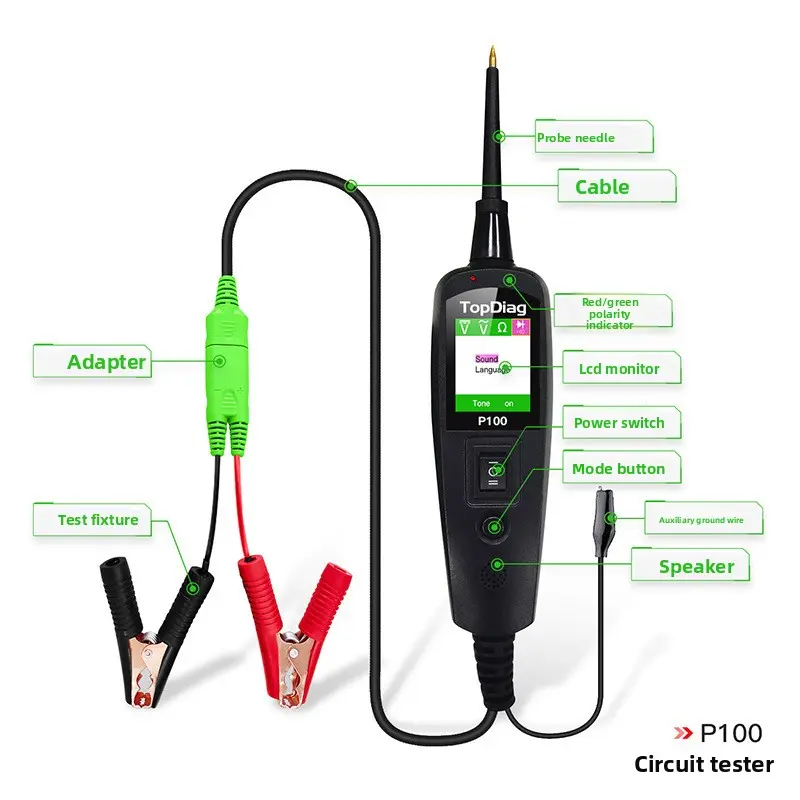 P100 Automotive Voltage Tester - Intelligent Multimeter, Oscilloscope, Car Diagnostic Tool for Vehicle Fault Detection