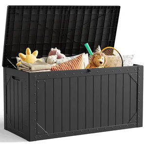 100 Gallon Outdoor Deck Storage Box -Waterproof Resin Deck Box for Patio Cushions & Gardening Tools, Lockable & UV Resistant, Handles for Patio, Garden, Yard - Weatherproof#Summervibes