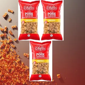 Chifles Pork Crackling 5oz x 3 Packs Original Flavor Free Range Pork with Attachable Skin Snack