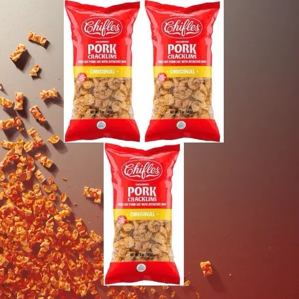 Chifles Pork Crackling 5oz x 3 Packs Original Flavor Free Range Pork with Attachable Skin Snack