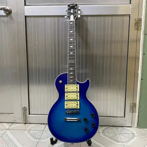 Blue Flame Wind Wood veneer electric guitar 3H pickup chrome hardware rosewood fretboard 22 frets solid body white binding