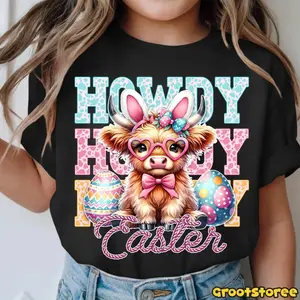 Highland Cow Easter Sweatshirt/ shirt  Howdy Easter  Cute Highland Cow Easter, Western Easter Bunny Ears  Cattle Easter  Happy Easter Png, Retro Easter Shirt
